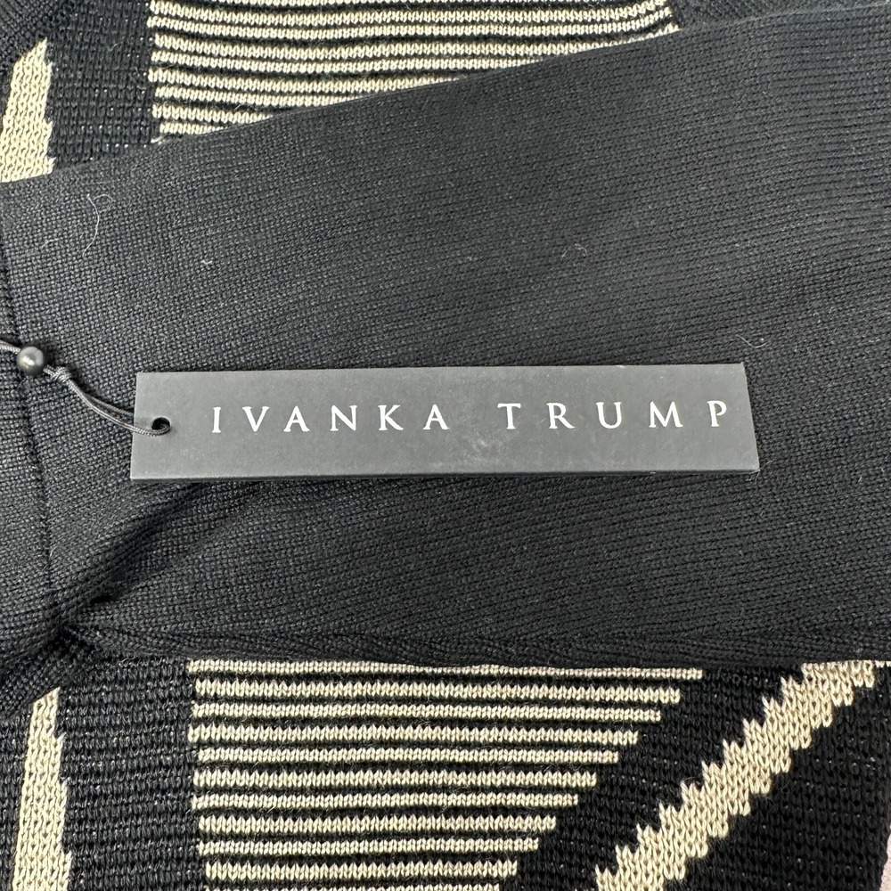 NWT~Ivanka Trump Sweater Stretch Knit Dress ~Small~ Geometric‎  Black/ Champagne - Picture 5 of 9